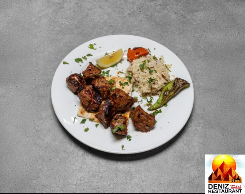 Lamb Shish Kebab (Rice and Salad)